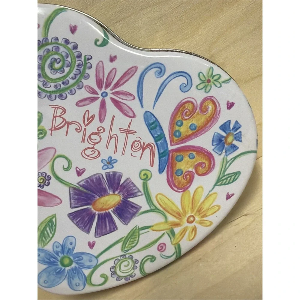 Brighton Heart Shaped Multicolor‎ Metal Lined Jewelry Box Floral Design